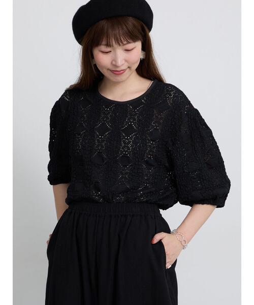 Samansa Mos2(サマンサ モスモス)の「◇花ジャガードプルオーバー(Tシャツ/カットソー・レディース・レッド/オフホワイト/ブラック・F)」の3枚目の写真