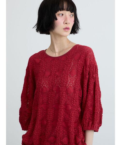 Samansa Mos2(サマンサ モスモス)の「◇花ジャガードプルオーバー(Tシャツ/カットソー・レディース・レッド/オフホワイト/ブラック・F)」の13枚目の写真