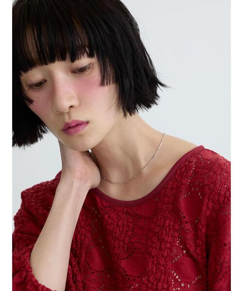 Samansa Mos2(サマンサ モスモス)の「◇花ジャガードプルオーバー(Tシャツ/カットソー・レディース・レッド/オフホワイト/ブラック・F)」の15枚目の写真