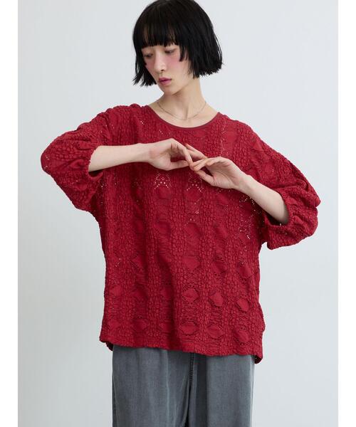 Samansa Mos2(サマンサ モスモス)の「◇花ジャガードプルオーバー(Tシャツ/カットソー・レディース・レッド/オフホワイト/ブラック・F)」の16枚目の写真