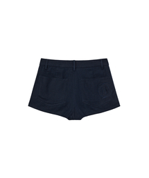 DEINET D LOGO LINEN SHORTS IN NAVY