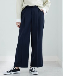 メランジストレッチ素材ワイドパンツ65丈