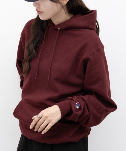 Champion(チャンピオン)の「【Champion Authentic Hoodie】チャンピオン スウェット パーカー スーパー オーバーサイズ 展開多数 コットン 裏起毛 無地 フーディー 9.0オンス(パーカー・レディース・チャコールグレー/マルーン/ダークグリーン/ホワイト/ブラック/ネイビー/杢グレー・XL/L/S/M)」の7枚目の写真