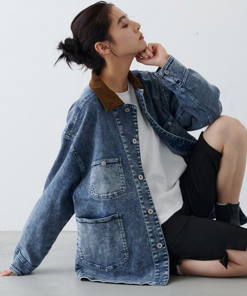 CIAOPANIC TYPY(チャオパニックティピー)の「【UNISEX】柔らかヴィンテージTYPYDENIMジャケット(ブルゾン・メンズ・ブラウン/インディゴブルー/ブラック・ONE SIZE)」の3枚目の写真