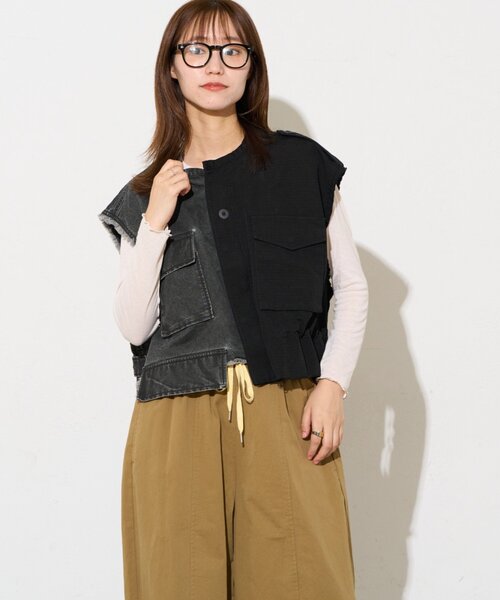 etsinta(エシンタ)の「【etsinta】ミリタリークロップドベスト(ベスト・レディース・カーキ/ブラック・ONE SIZE)」の16枚目の写真