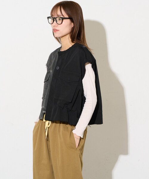 etsinta(エシンタ)の「【etsinta】ミリタリークロップドベスト(ベスト・レディース・カーキ/ブラック・ONE SIZE)」の17枚目の写真
