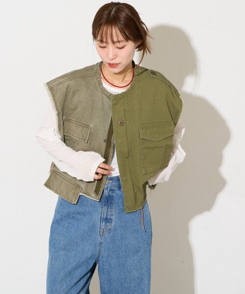 etsinta(エシンタ)の「【etsinta】ミリタリークロップドベスト(ベスト・レディース・カーキ/ブラック・ONE SIZE)」の12枚目の写真