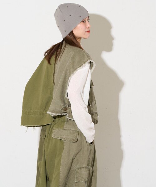 etsinta(エシンタ)の「【etsinta】ミリタリークロップドベスト(ベスト・レディース・カーキ/ブラック・ONE SIZE)」の13枚目の写真