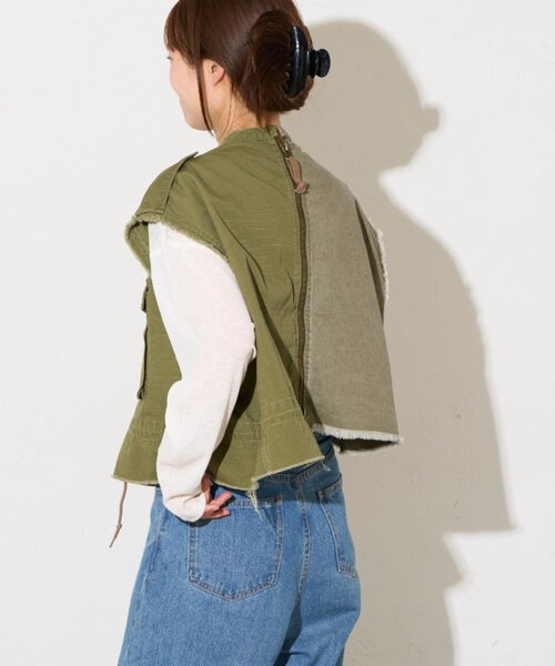 etsinta(エシンタ)の「【etsinta】ミリタリークロップドベスト(ベスト・レディース・カーキ/ブラック・ONE SIZE)」の5枚目の写真