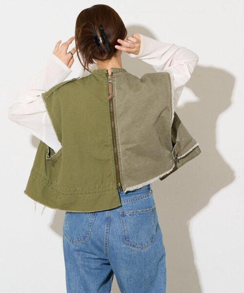 etsinta(エシンタ)の「【etsinta】ミリタリークロップドベスト(ベスト・レディース・カーキ/ブラック・ONE SIZE)」の7枚目の写真