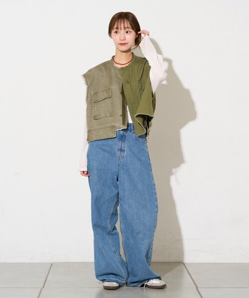 etsinta(エシンタ)の「【etsinta】ミリタリークロップドベスト(ベスト・レディース・カーキ/ブラック・ONE SIZE)」の8枚目の写真