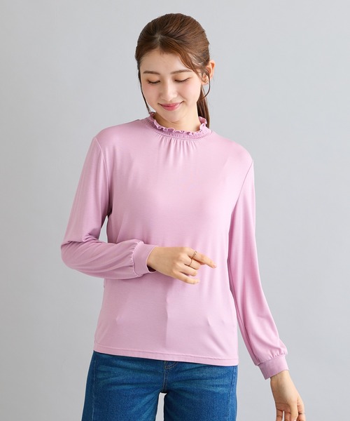 Rose Tiara(ローズティアラ)の「【吸湿発熱】ラグウォームカットソー(Tシャツ/カットソー・レディース・ピンク/オフホワイト/ブラック/グリーン・38/46/42)」の5枚目の写真