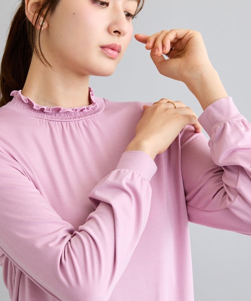 Rose Tiara(ローズティアラ)の「【吸湿発熱】ラグウォームカットソー(Tシャツ/カットソー・レディース・ピンク/オフホワイト/ブラック/グリーン・38/46/42)」の12枚目の写真