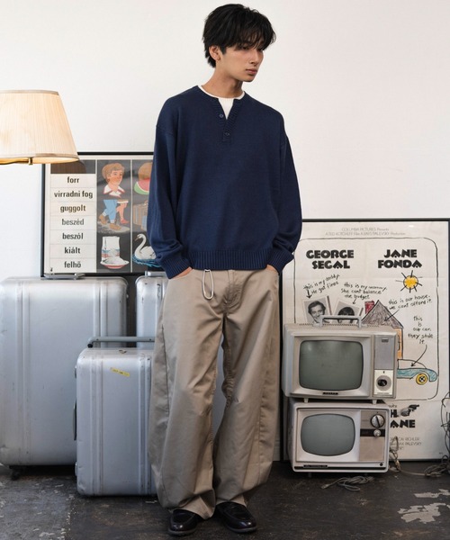 WEGO(ウィゴー)の「WEGO/【26年秋冬新作】レイヤードヘンリーネックプルオーバー(ニット/セーター・メンズ・ネイビー/ブラウン/杢グレー/ブラック・MEDIUM/LARGE)」の16枚目の写真