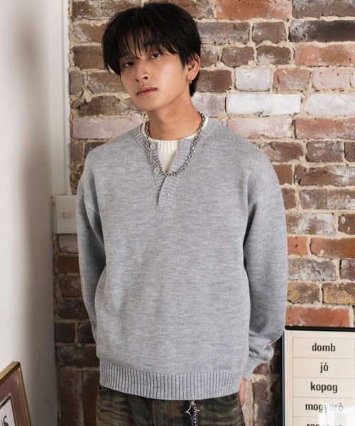 WEGO(ウィゴー)の「WEGO/【26年秋冬新作】レイヤードヘンリーネックプルオーバー(ニット/セーター・メンズ・ネイビー/ブラウン/杢グレー/ブラック・MEDIUM/LARGE)」の22枚目の写真