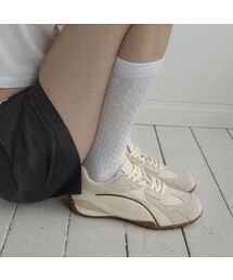 Stride Leather Softly Sneakers 牛革スニーカー 5.5cmヒール -WA9007(2色)
