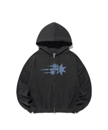 3STAR APPLIQUE HOODIE ZIP UP_CHARCOAL(NG2GSUM490A)