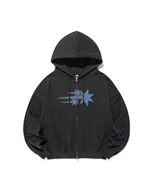 NICE GHOST CLUB(ナイスゴーストクラブ)の「3STAR APPLIQUE HOODIE ZIP UP_CHARCOAL(NG2GSUM490A)(パーカー・レディース・チャコール・SMALL/MEDIUM)」の1枚目の写真