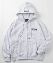 【70】【THRASHER/スラッシャー】ヘビーウェイト ジップパーカー/フーディー/オーバーサイズ/ライトアウター/スケーター/ロゴ刺繍/裏起毛/ユニセックス/レディース/メンズ