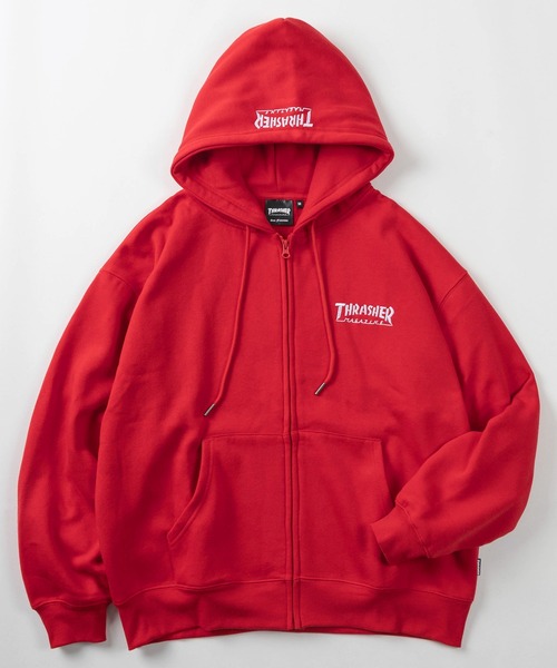 THRASHER(スラッシャー)の「【70】【THRASHER/スラッシャー】ヘビーウェイト ジップパーカー/フーディー/オーバーサイズ/ライトアウター/スケーター/ロゴ刺繍/裏起毛/ユニセックス/レディース/メンズ(パーカー・メンズ・レッド/ブルー/グリーン/グレー/ブラック/グリーン系カモフラージュ・L/XL/M)」の1枚目の写真