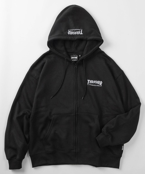 THRASHER(スラッシャー)の「【70】【THRASHER/スラッシャー】ヘビーウェイト ジップパーカー/フーディー/オーバーサイズ/ライトアウター/スケーター/ロゴ刺繍/裏起毛/ユニセックス/レディース/メンズ(パーカー・メンズ・レッド/ブルー/グリーン/グレー/ブラック/グリーン系カモフラージュ・L/XL/M)」の2枚目の写真
