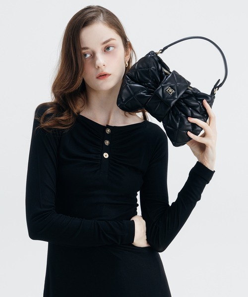 EIMY ISTOIRE(エイミーイストワール)の「EIMY BUTTON CUTSEW DRESS(ワンピース・レディース・ピンクベージュ/ブラック・FREE)」の9枚目の写真