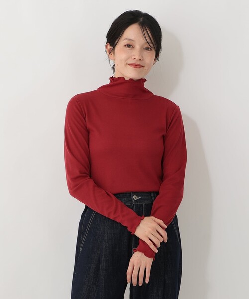 Afternoon Tea(アフタヌーンティー)の「【吸湿発熱】シアーフライスメロウハイネックプルオーバー(Tシャツ/カットソー・レディース・アイボリー/ライトブルー/レッド/ダークグレー・MEDIUM)」の4枚目の写真