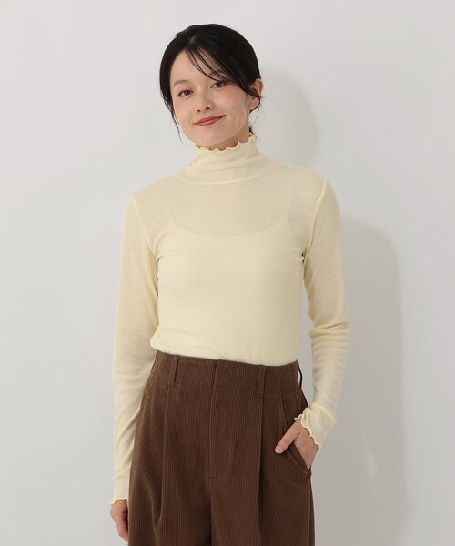 Afternoon Tea(アフタヌーンティー)の「【吸湿発熱】シアーフライスメロウハイネックプルオーバー(Tシャツ/カットソー・レディース・アイボリー/ライトブルー/レッド/ダークグレー・MEDIUM)」の1枚目の写真