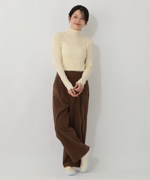 Afternoon Tea(アフタヌーンティー)の「【吸湿発熱】シアーフライスメロウハイネックプルオーバー(Tシャツ/カットソー・レディース・アイボリー/ライトブルー/レッド/ダークグレー・MEDIUM)」の7枚目の写真