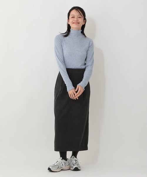 Afternoon Tea(アフタヌーンティー)の「【吸湿発熱】シアーフライスメロウハイネックプルオーバー(Tシャツ/カットソー・レディース・アイボリー/ライトブルー/レッド/ダークグレー・MEDIUM)」の12枚目の写真