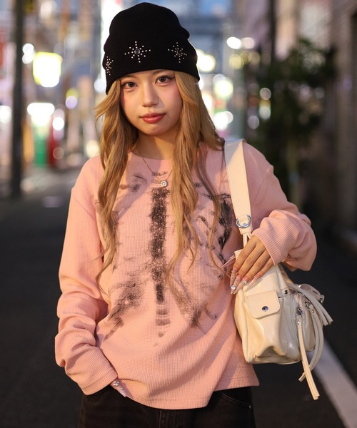 ATMARK(アットマーク)の「<2サイズ展開 / ユニセックス>ATMARK ボーンプリント サーマルロングスリーブTシャツ 骨 長袖(Tシャツ/カットソー・メンズ・ピンク/ブラック・L/M)」の17枚目の写真