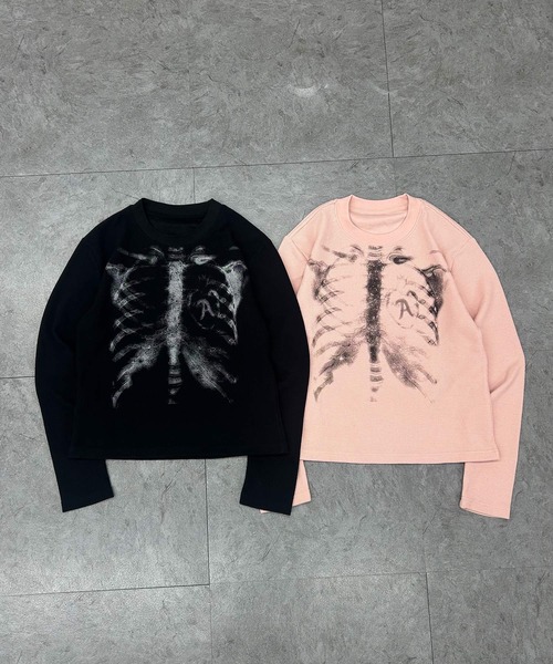 ATMARK(アットマーク)の「<2サイズ展開 / ユニセックス>ATMARK ボーンプリント サーマルロングスリーブTシャツ 骨 長袖(Tシャツ/カットソー・メンズ・ピンク/ブラック・L/M)」の13枚目の写真