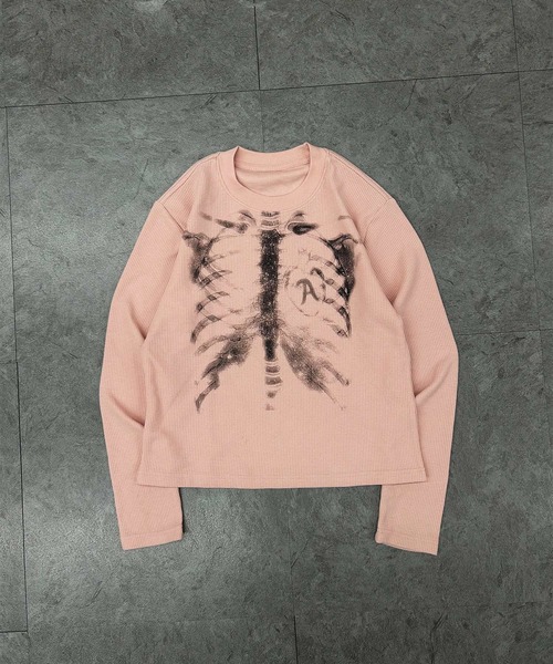 ATMARK(アットマーク)の「<2サイズ展開 / ユニセックス>ATMARK ボーンプリント サーマルロングスリーブTシャツ 骨 長袖(Tシャツ/カットソー・メンズ・ピンク/ブラック・L/M)」の16枚目の写真