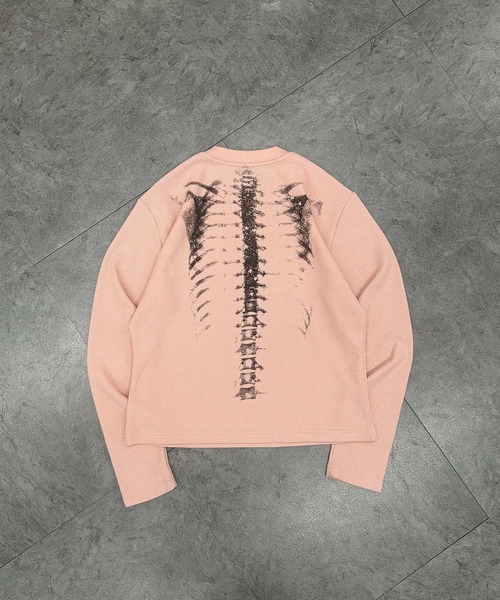 ATMARK(アットマーク)の「<2サイズ展開 / ユニセックス>ATMARK ボーンプリント サーマルロングスリーブTシャツ 骨 長袖(Tシャツ/カットソー・メンズ・ピンク/ブラック・L/M)」の5枚目の写真