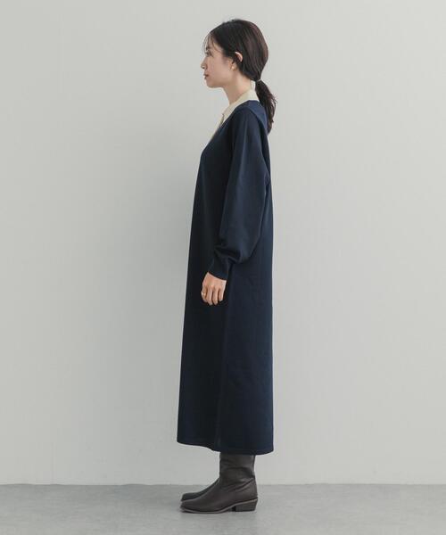 URBAN RESEARCH DOORS(アーバンリサーチドアーズ)の「バイカラーニットワンピース(ワンピース・レディース・ブラウン/ネイビー/チャコールグレー・FREE)」の7枚目の写真