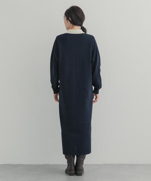 URBAN RESEARCH DOORS(アーバンリサーチドアーズ)の「バイカラーニットワンピース(ワンピース・レディース・ブラウン/ネイビー/チャコールグレー・FREE)」の8枚目の写真