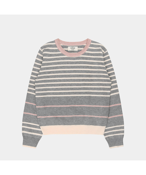 PIGMENT(ピグメント)の「レインボーボーダーRネックニット(TDSW260601)(ニット/セーター・レディース・アイボリー/ネイビー・FREE)」の2枚目の写真