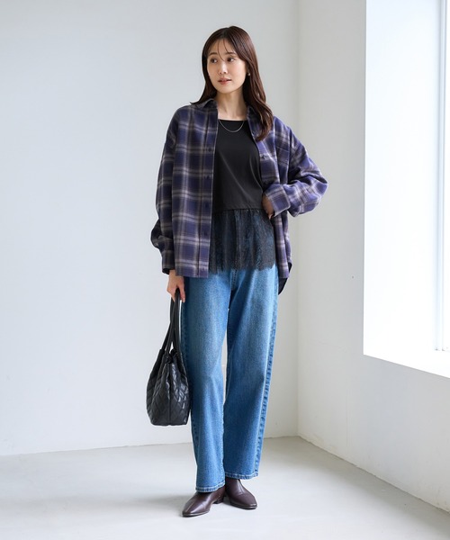 ROPE' PICNIC(ロペピクニック)の「裾切替レースロングスリーブTシャツ(Tシャツ/カットソー・レディース・ブラック/ホワイト・FREE)」の7枚目の写真