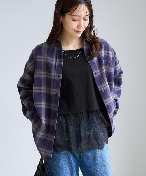 ROPE' PICNIC(ロペピクニック)の「裾切替レースロングスリーブTシャツ(Tシャツ/カットソー・レディース・ブラック/ホワイト・FREE)」の8枚目の写真