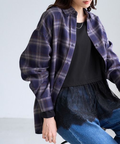 ROPE' PICNIC(ロペピクニック)の「裾切替レースロングスリーブTシャツ(Tシャツ/カットソー・レディース・ブラック/ホワイト・FREE)」の9枚目の写真