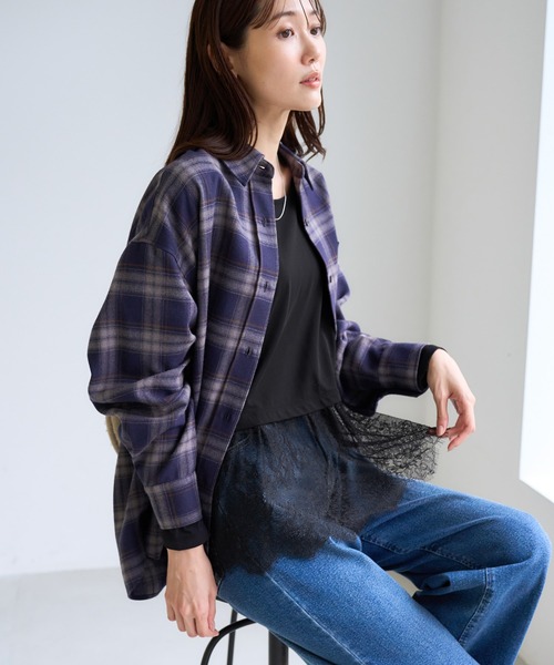 ROPE' PICNIC(ロペピクニック)の「裾切替レースロングスリーブTシャツ(Tシャツ/カットソー・レディース・ブラック/ホワイト・FREE)」の10枚目の写真