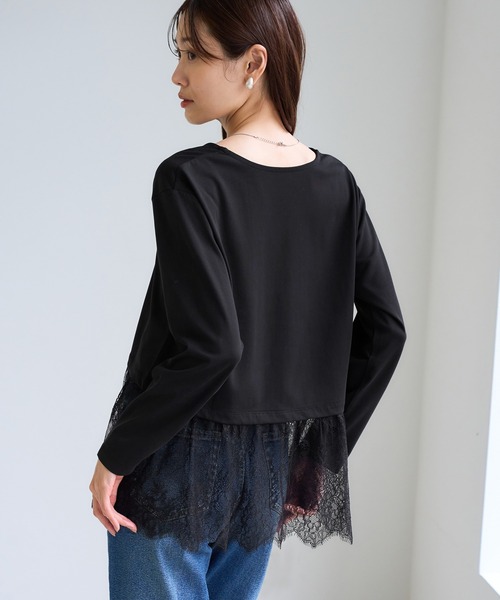 ROPE' PICNIC(ロペピクニック)の「裾切替レースロングスリーブTシャツ(Tシャツ/カットソー・レディース・ブラック/ホワイト・FREE)」の13枚目の写真