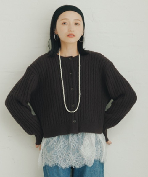 ROPE' PICNIC(ロペピクニック)の「裾切替レースロングスリーブTシャツ(Tシャツ/カットソー・レディース・ブラック/ホワイト・FREE)」の3枚目の写真