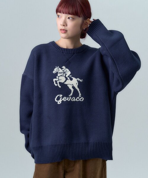 GEVACO（ゲバコ）の「【GEVACO】ジョッキー＆ホースジャガードニット（ニット/セーター・メンズ・ネイビー/グリーン・MEDIUM/LARGE）」の12枚目の写真