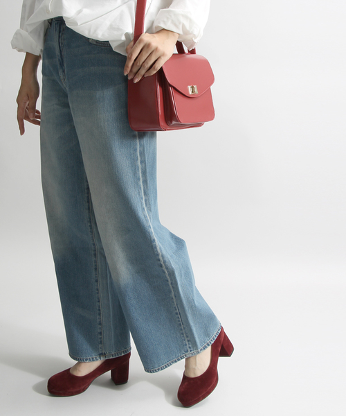 WEGO(ウィゴー)の「WEGO/クラッシュワイドデニムパンツ(デニムパンツ・レディース・スミクロ/ダークインディゴブルー/インディゴブルー・MEDIUM/LARGE)」の1枚目の写真