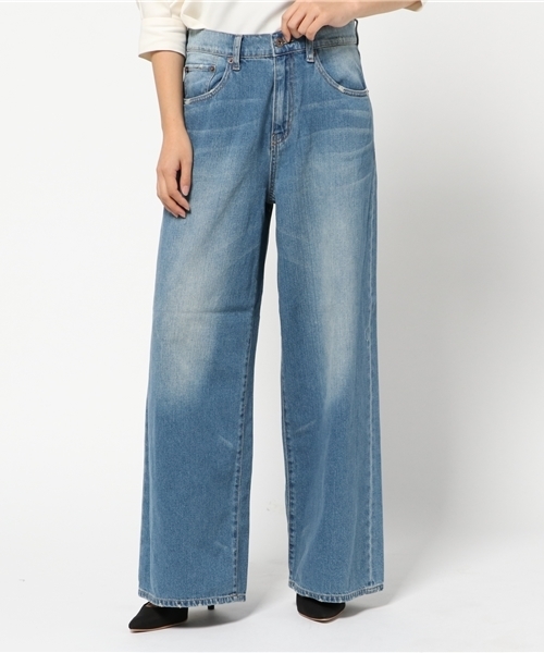 WEGO(ウィゴー)の「WEGO/クラッシュワイドデニムパンツ(デニムパンツ・レディース・スミクロ/ダークインディゴブルー/インディゴブルー・MEDIUM/LARGE)」の14枚目の写真