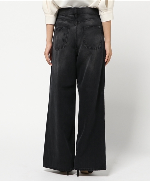 WEGO(ウィゴー)の「WEGO/クラッシュワイドデニムパンツ(デニムパンツ・レディース・スミクロ/ダークインディゴブルー/インディゴブルー・MEDIUM/LARGE)」の6枚目の写真