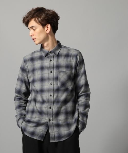 HARE（ハレ）の「キモウオンブレーチェックシャツ(HARE)（シャツ/ブラウス・メンズ・ボルドー/オフホワイト/グレー・LARGE/MEDIUM/SMALL）」の2枚目の写真