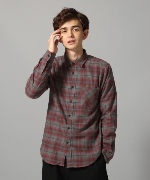 HARE（ハレ）の「キモウオンブレーチェックシャツ(HARE)（シャツ/ブラウス・メンズ・ボルドー/オフホワイト/グレー・LARGE/MEDIUM/SMALL）」の3枚目の写真