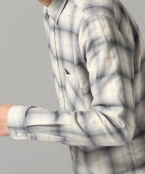 HARE（ハレ）の「キモウオンブレーチェックシャツ(HARE)（シャツ/ブラウス・メンズ・ボルドー/オフホワイト/グレー・LARGE/MEDIUM/SMALL）」の8枚目の写真